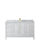 Wyndham Daria 60" Single Bathroom Vanity In White White Carrara Marble Countertop Undermount Square Sink Brushed Gold Trims and No Mirror WCV252560SWGCMUNSMXX