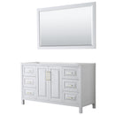 Wyndham Daria 60" Single Bathroom Vanity In White No Countertop No Sink Brushed Gold Trims And 58" Mirror WCV252560SWGCXSXXM58