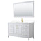 Wyndham Daria 60" Single Bathroom Vanity In White White Cultured Marble Countertop Undermount Square Sink Brushed Gold Trims And 58" Mirror WCV252560SWGWCUNSM58