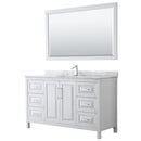 Wyndham Daria 60" Single Bathroom Vanity In White White Carrara Marble Countertop Undermount Square Sink And 58" Mirror WCV252560SWHCMUNSM58