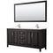 Wyndham Daria 72" Double Bathroom Vanity In Dark Espresso Light-Vein Carrara Cultured Marble Countertop Undermount Square Sinks And 70" Mirror WCV252572DDEC2UNSM70