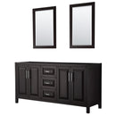 Wyndham Daria 72" Double Bathroom Vanity In Dark Espresso No Countertop No Sink And 24" Mirror WCV252572DDECXSXXM24