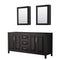 Wyndham Daria 72" Double Bathroom Vanity In Dark Espresso No Countertop No Sink And Medicine Cabinet WCV252572DDECXSXXMED