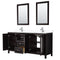 Wyndham Daria 72" Double Bathroom Vanity In Dark Espresso White Cultured Marble Countertop Undermount Square Sinks and 24" Mirrors WCV252572DDEWCUNSM24