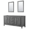 Wyndham Daria 72" Double Bathroom Vanity In Dark Gray No Countertop No Sink And 24" Mirror WCV252572DKGCXSXXM24