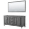 Wyndham Daria 72" Double Bathroom Vanity In Dark Gray No Countertop No Sink And 70" Mirror WCV252572DKGCXSXXM70