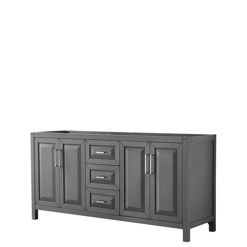 Wyndham Daria 72" Double Bathroom Vanity In Dark Gray No Countertop No Sink And No Mirror WCV252572DKGCXSXXMXX