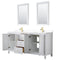 Wyndham Daria 72" Double Bathroom Vanity In White White Cultured Marble Countertop Undermount Square Sinks Brushed Gold Trims and 24" Mirrors WCV252572DWGWCUNSM24