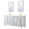 Wyndham Daria 72" Double Bathroom Vanity In White White Cultured Marble Countertop Undermount Square Sinks Brushed Gold Trims And 24" Mirrors WCV252572DWGWCUNSM24