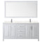 Wyndham Daria 72" Double Bathroom Vanity In White Light-Vein Carrara Cultured Marble Countertop Undermount Square Sinks and 70" Mirror WCV252572DWHC2UNSM70