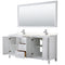 Wyndham Daria 72" Double Bathroom Vanity In White Light-Vein Carrara Cultured Marble Countertop Undermount Square Sinks and 70" Mirror WCV252572DWHC2UNSM70