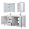 Wyndham Daria 72" Double Bathroom Vanity In White Light-Vein Carrara Cultured Marble Countertop Undermount Square Sinks and Medicine Cabinets WCV252572DWHC2UNSMED