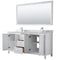 Wyndham Daria 72" Double Bathroom Vanity In White White Carrara Marble Countertop Undermount Square Sink and 70" Mirror WCV252572DWHCMUNSM70