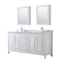 Wyndham Daria 72" Double Bathroom Vanity In White White Carrara Marble Countertop Undermount Square Sink And Medicine Cabinet WCV252572DWHCMUNSMED