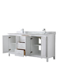 Wyndham Daria 72" Double Bathroom Vanity In White White Carrara Marble Countertop Undermount Square Sink and No Mirror WCV252572DWHCMUNSMXX