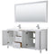 Wyndham Daria 72" Double Bathroom Vanity In White White Cultured Marble Countertop Undermount Square Sinks and 70" Mirror WCV252572DWHWCUNSM70