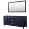 Wyndham Daria 80" Double Bathroom Vanity In Dark Blue No Countertop No Sink And 70" Mirror WCV252580DBLCXSXXM70