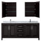 Wyndham Daria 80" Double Bathroom Vanity In Dark Espresso White Carrara Marble Countertop Undermount Square Sink and Medicine Cabinet WCV252580DDECMUNSMED