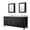 Wyndham Daria 80" Double Bathroom Vanity In Dark Espresso White Carrara Marble Countertop Undermount Square Sink And Medicine Cabinet WCV252580DDECMUNSMED