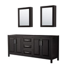 Wyndham Daria 80" Double Bathroom Vanity In Dark Espresso No Countertop No Sink And Medicine Cabinet WCV252580DDECXSXXMED