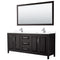 Wyndham Daria 80" Double Bathroom Vanity In Dark Espresso White Cultured Marble Countertop Undermount Square Sinks And 70" Mirror WCV252580DDEWCUNSM70