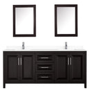 Wyndham Daria 80" Double Bathroom Vanity In Dark Espresso White Cultured Marble Countertop Undermount Square Sinks and Medicine Cabinets WCV252580DDEWCUNSMED