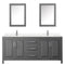 Wyndham Daria 80" Double Bathroom Vanity In Dark Gray Light-Vein Carrara Cultured Marble Countertop Undermount Square Sinks and Medicine Cabinets WCV252580DKGC2UNSMED