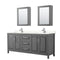 Wyndham Daria 80" Double Bathroom Vanity In Dark Gray Light-Vein Carrara Cultured Marble Countertop Undermount Square Sinks And Medicine Cabinets WCV252580DKGC2UNSMED