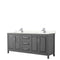 Wyndham Daria 80" Double Bathroom Vanity In Dark Gray Light-Vein Carrara Cultured Marble Countertop Undermount Square Sinks And No Mirror WCV252580DKGC2UNSMXX