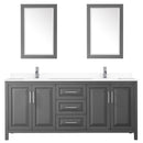 Wyndham Daria 80" Double Bathroom Vanity In Dark Gray White Cultured Marble Countertop Undermount Square Sinks and 24" Mirrors WCV252580DKGWCUNSM24