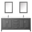 Wyndham Daria 80" Double Bathroom Vanity In Dark Gray White Cultured Marble Countertop Undermount Square Sinks and Medicine Cabinets WCV252580DKGWCUNSMED