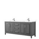 Wyndham Daria 80" Double Bathroom Vanity In Dark Gray White Cultured Marble Countertop Undermount Square Sinks And No Mirror WCV252580DKGWCUNSMXX