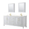 Wyndham Daria 80" Double Bathroom Vanity In White Light-Vein Carrara Cultured Marble Countertop Undermount Square Sinks Brushed Gold Trims And Medicine Cabinets WCV252580DWGC2UNSMED