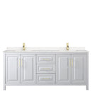 Wyndham Daria 80" Double Bathroom Vanity In White Light-Vein Carrara Cultured Marble Countertop Undermount Square Sinks Brushed Gold Trims and No Mirror WCV252580DWGC2UNSMXX