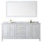 Wyndham Daria 80" Double Bathroom Vanity In White White Carrara Marble Countertop Undermount Square Sinks Brushed Gold Trims and 70" Mirror WCV252580DWGCMUNSM70