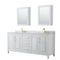 Wyndham Daria 80" Double Bathroom Vanity In White White Carrara Marble Countertop Undermount Square Sinks Brushed Gold Trims And Medicine Cabinets WCV252580DWGCMUNSMED