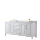 Wyndham Daria 80" Double Bathroom Vanity In White White Carrara Marble Countertop Undermount Square Sinks Brushed Gold Trims And No Mirror WCV252580DWGCMUNSMXX