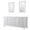 Wyndham Daria 80" Double Bathroom Vanity In White No Countertop No Sink Brushed Gold Trims And 24" Mirrors WCV252580DWGCXSXXM24