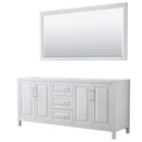 Wyndham Daria 80" Double Bathroom Vanity In White No Countertop No Sink Brushed Gold Trims And 70" Mirror WCV252580DWGCXSXXM70