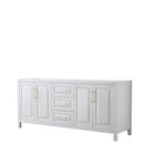 Wyndham Daria 80" Double Bathroom Vanity In White No Countertop No Sink Brushed Gold Trims And No Mirror WCV252580DWGCXSXXMXX