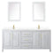 Wyndham Daria 80" Double Bathroom Vanity In White White Cultured Marble Countertop Undermount Square Sinks Brushed Gold Trims and 24" Mirrors WCV252580DWGWCUNSM24