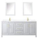 Wyndham Daria 80" Double Bathroom Vanity In White White Cultured Marble Countertop Undermount Square Sinks Brushed Gold Trims and Medicine Cabinets WCV252580DWGWCUNSMED