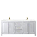 Wyndham Daria 80" Double Bathroom Vanity In White White Cultured Marble Countertop Undermount Square Sinks Brushed Gold Trims and No Mirror WCV252580DWGWCUNSMXX