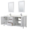 Wyndham Daria 80" Double Bathroom Vanity In White Light-Vein Carrara Cultured Marble Countertop Undermount Square Sinks and 24" Mirrors WCV252580DWHC2UNSM24