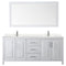 Wyndham Daria 80" Double Bathroom Vanity In White Light-Vein Carrara Cultured Marble Countertop Undermount Square Sinks and 70" Mirror WCV252580DWHC2UNSM70