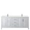 Wyndham Daria 80" Double Bathroom Vanity In White Light-Vein Carrara Cultured Marble Countertop Undermount Square Sinks and No Mirror WCV252580DWHC2UNSMXX