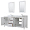 Wyndham Daria 80" Double Bathroom Vanity In White White Carrara Marble Countertop Undermount Square Sink and 24" Mirror WCV252580DWHCMUNSM24