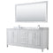 Wyndham Daria 80" Double Bathroom Vanity In White White Carrara Marble Countertop Undermount Square Sink And 70" Mirror WCV252580DWHCMUNSM70