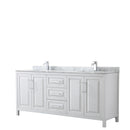 Wyndham Daria 80" Double Bathroom Vanity In White White Carrara Marble Countertop Undermount Square Sink And No Mirror WCV252580DWHCMUNSMXX