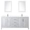 Wyndham Daria 80" Double Bathroom Vanity In White White Cultured Marble Countertop Undermount Square Sinks and 24" Mirrors WCV252580DWHWCUNSM24